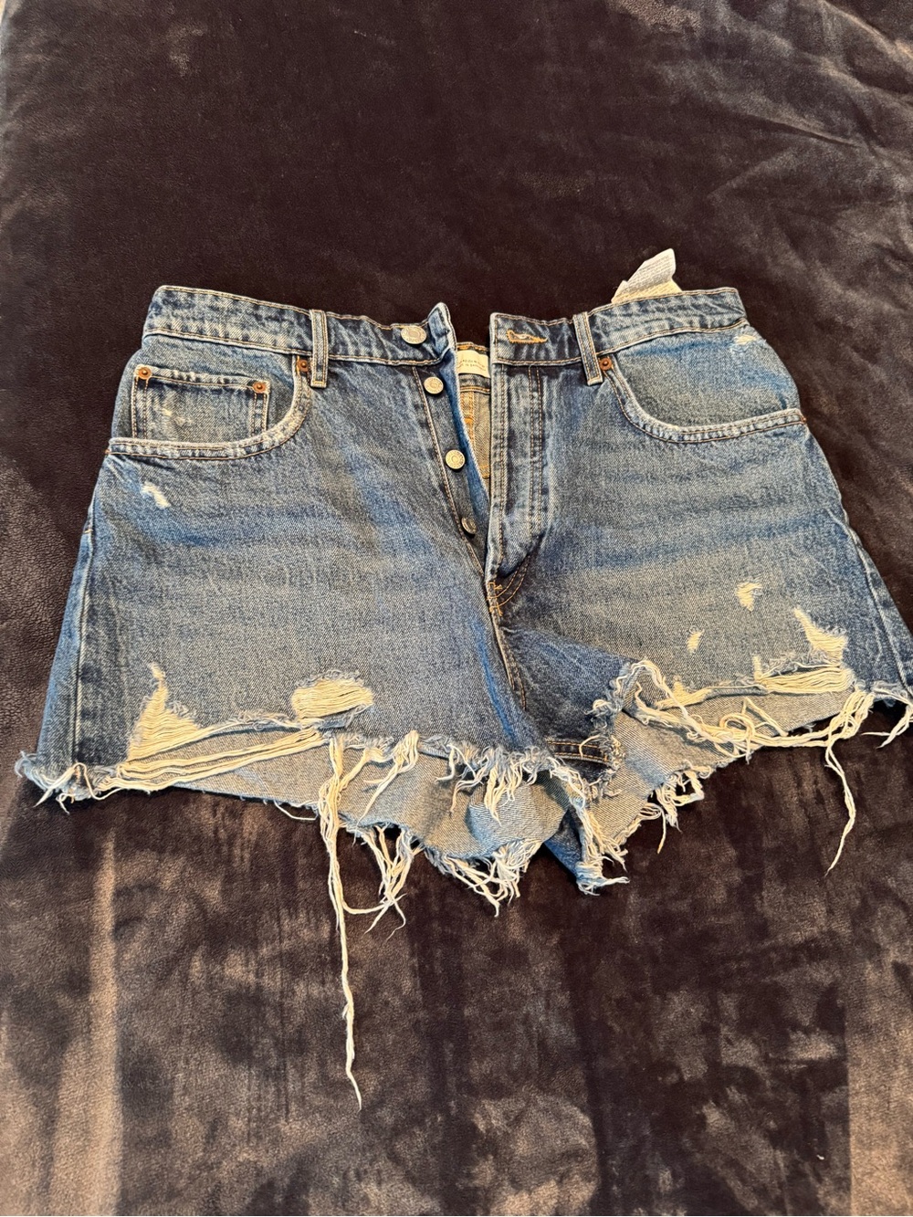 Zara Distressed Light Blue Denim Cutoff Shorts
